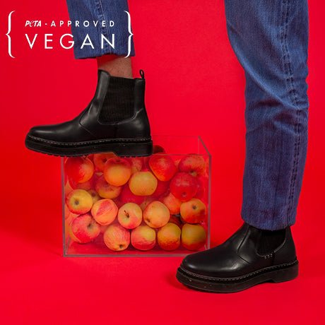 Black apple leather chelsea boots