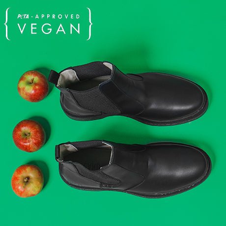 Black apple leather chelsea boots