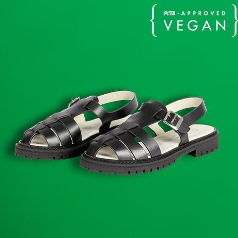 Black apple leather Sandals