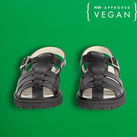Black apple leather Sandals