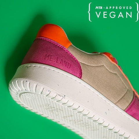 EVAN vegan and recycled sneaker in beige, pink and orange