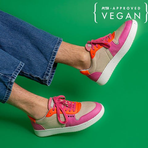 EVAN vegan and recycled sneaker in beige, pink and orange