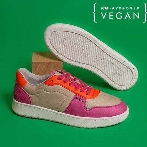 EVAN vegan and recycled sneaker in beige, pink and orange