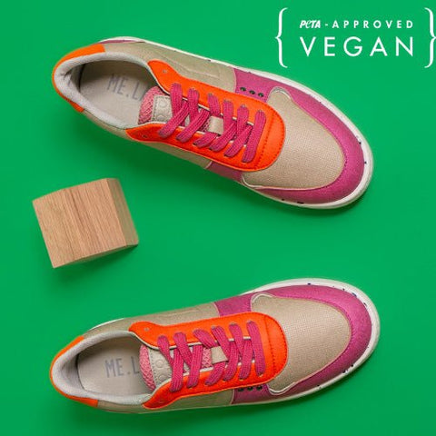 EVAN vegan and recycled sneaker in beige, pink and orange