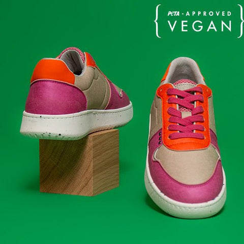 EVAN vegan and recycled sneaker in beige, pink and orange
