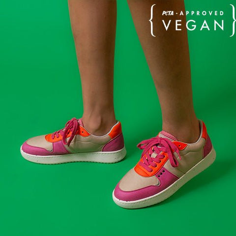 EVAN vegan and recycled sneaker in beige, pink and orange
