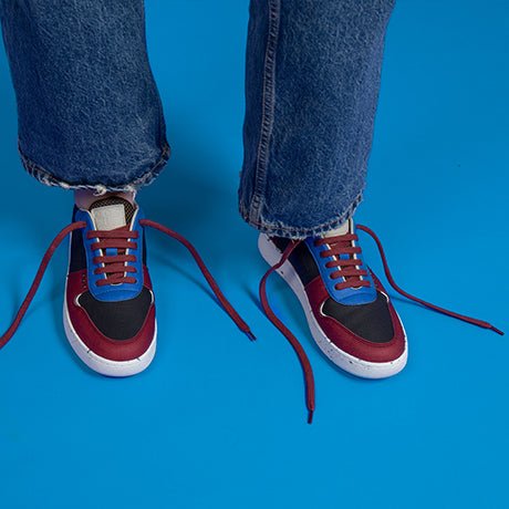 EVAN vegan and recycled sneaker in black, bordeaux and blue