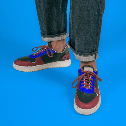 EVAN vegan and recycled sneaker in black, bordeaux and blue