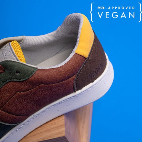 EVAN vegan and recycled sneaker in brown, khaki and yellow