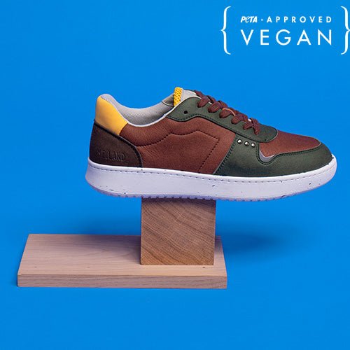 EVAN vegan and recycled sneaker in brown, khaki and yellow - ME.LAND