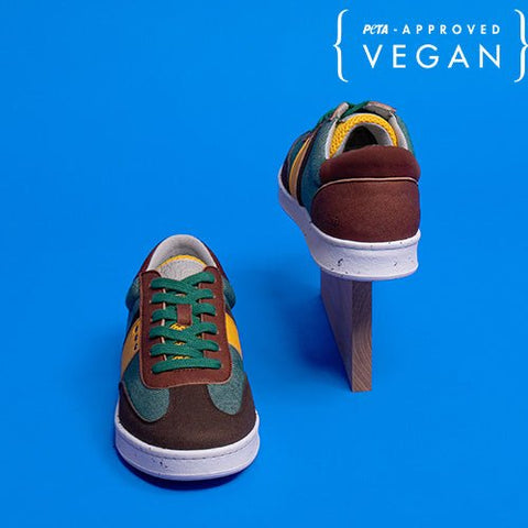 VIVACE vegan and recycled sneaker in green, brown and yellow