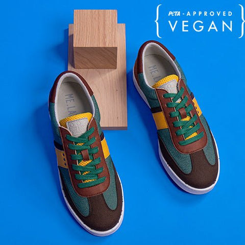 VIVACE vegan and recycled sneaker in green, brown and yellow