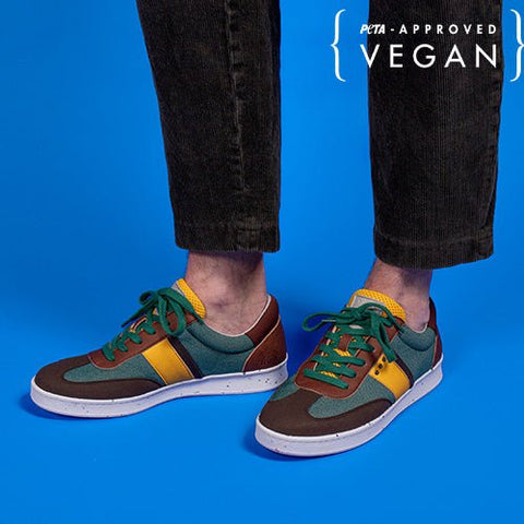 VIVACE vegan and recycled sneaker in green, brown and yellow
