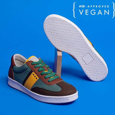VIVACE vegan and recycled sneaker in green, brown and yellow