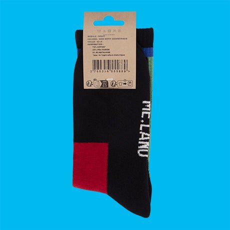 Black geomerical organic cotton sport socks