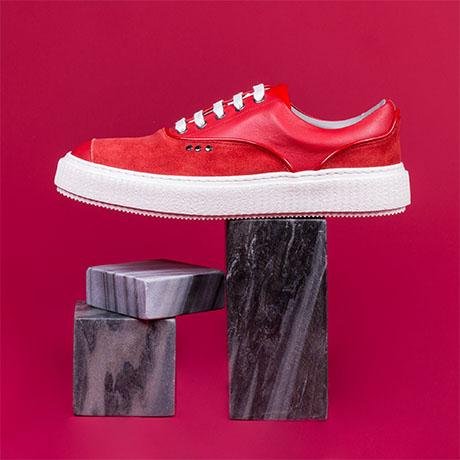 Red suede MEAKER sneaker