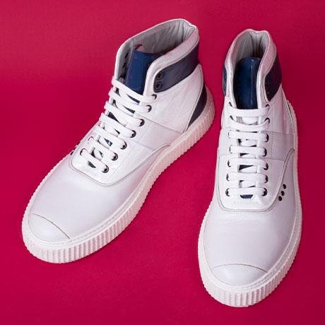 ME.LAND White and blue high top HEAKER sneakers above
