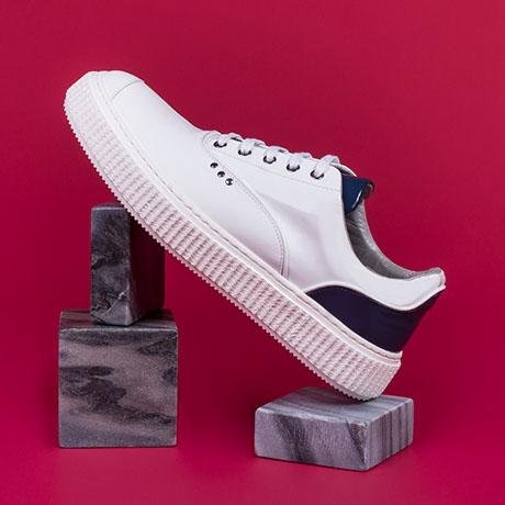 White and blue MEAKER sneaker